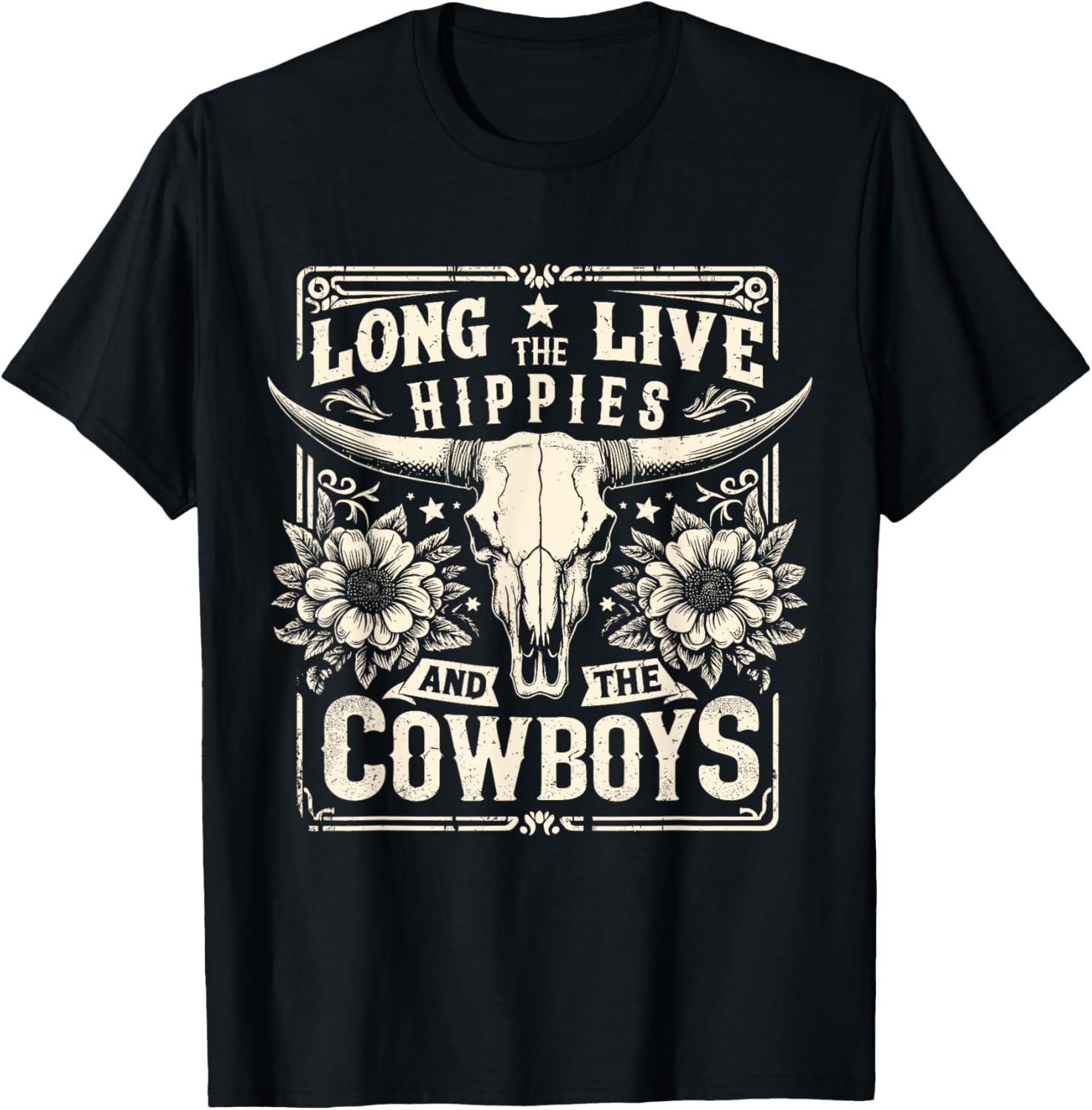 Long Live The Hippies And The Cowboys Country T-Shirt